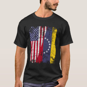 Venezuelan Roots Half American Flag Venezuela T-Shirt