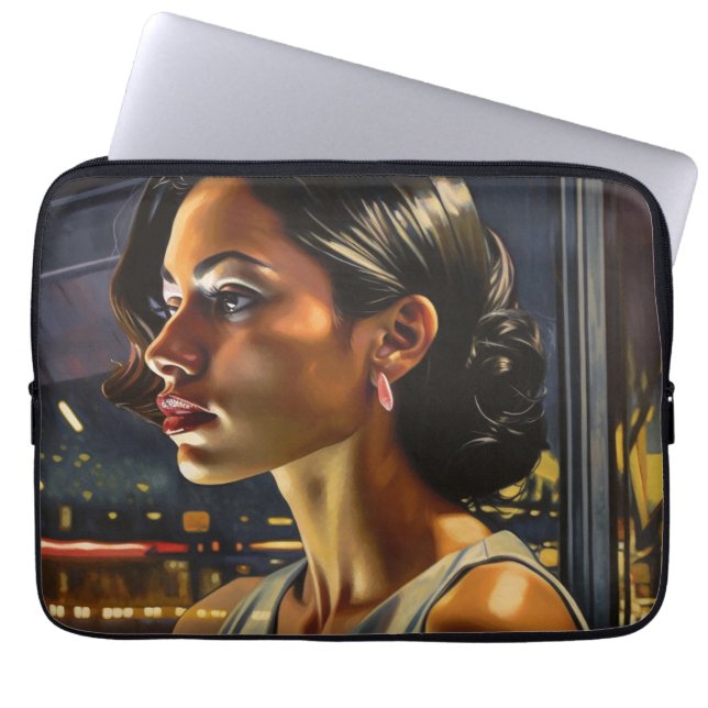 Venezuelan Woman in a Miami Nightclub Painting Laptop Sleeve (Front)