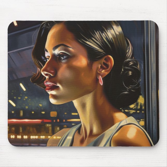 Venezuelan Woman in a Miami Nightclub Painting Mouse Mat (Front)