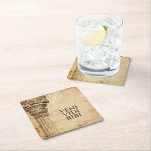Veni Vidi Bibi Funny Ancient Rome Latin Saying Square Paper Coaster