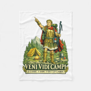 Veni Vidi Cam Funny Camng Roman Soldier Latin Fleece Blanket