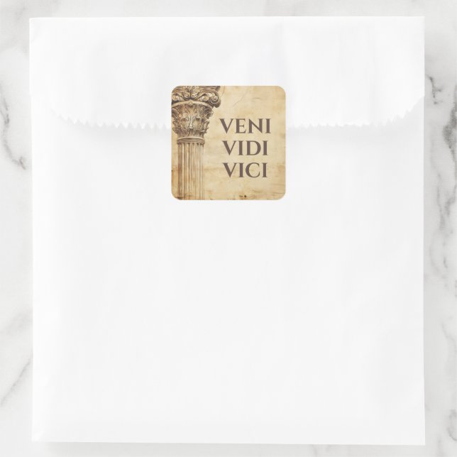 Veni Vidi Vici Ancient Roman Theme Square Sticker (Bag)