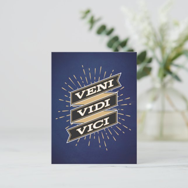 Veni Vidi Vici Blue Postcard (Standing Front)