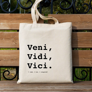 Veni, Vidi, Vici Minimalist Aesthetic Quote Tote Bag