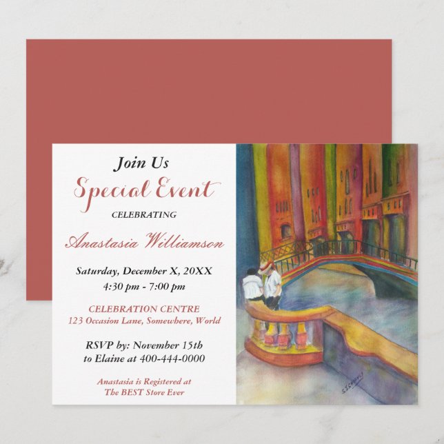 VENICE - AN ITALIAN  PARTY EVENT INVITE (Front/Back)
