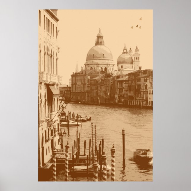Venice and Grand Canal in Taupe Poster (Front)