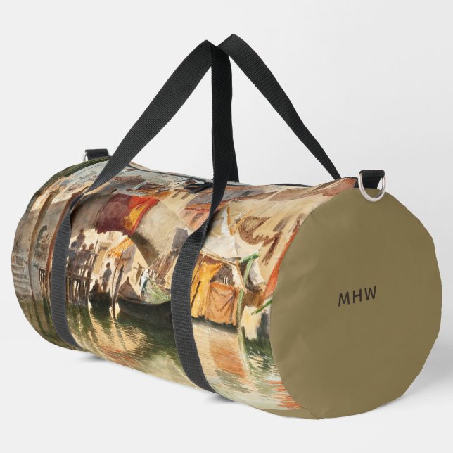 Venice Art custom monogram Duffle Bag (Left Corner)