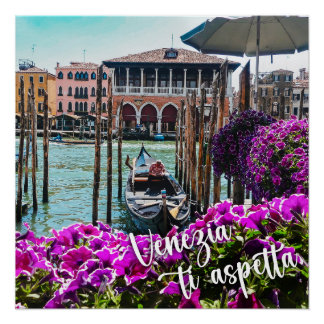 Venice awaits you! Gondola, Venezia. Italy Poster