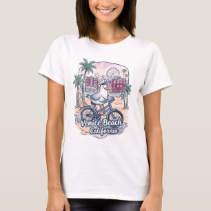 Venice Beach California Bicycling Cute Pelican T-Shirt