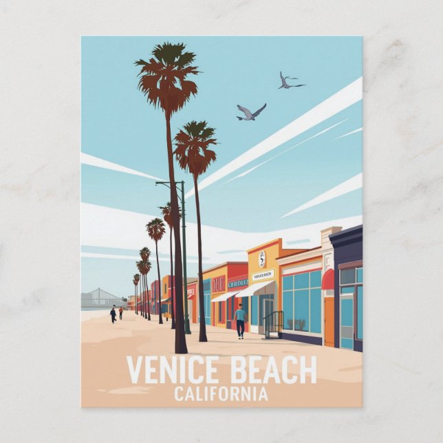 Venice Beach California Boardwalk Art Postcard (Front)