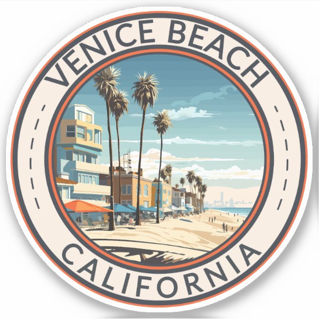 Venice Beach California Boardwalk Travel Art Retro (Front)
