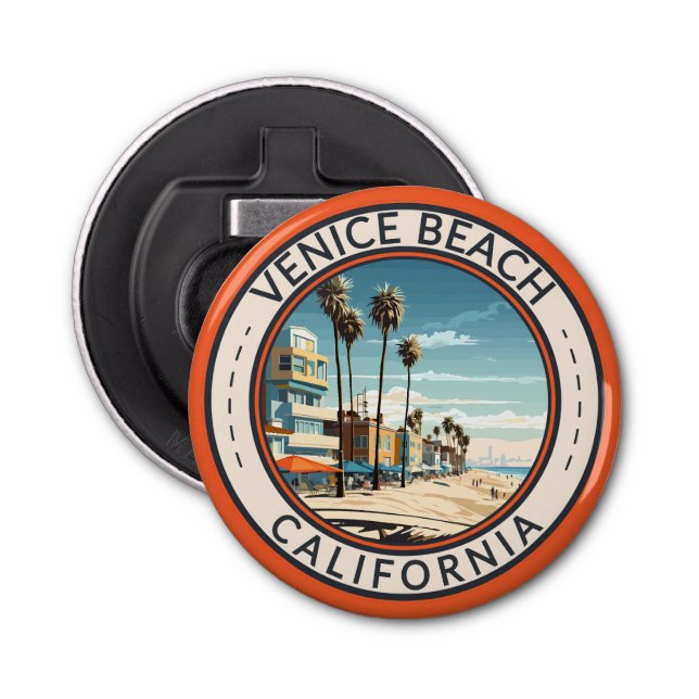 Venice Beach California Boardwalk Travel Art Retro Bottle Opener (Front)