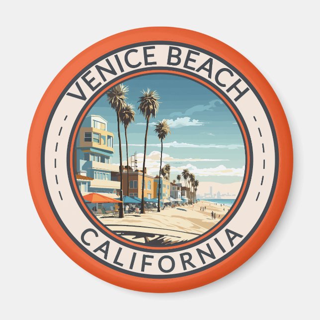 Venice Beach California Boardwalk Travel Art Retro Magnet (Front)