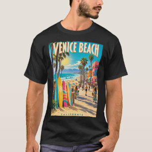 Venice Beach California Colourful Surfboards Poste T-Shirt