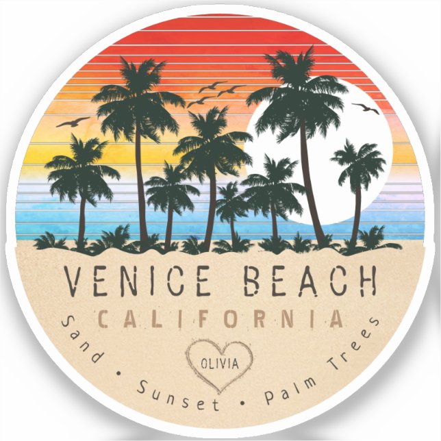 Venice Beach California Retro Palm trees Souvenir (Front)