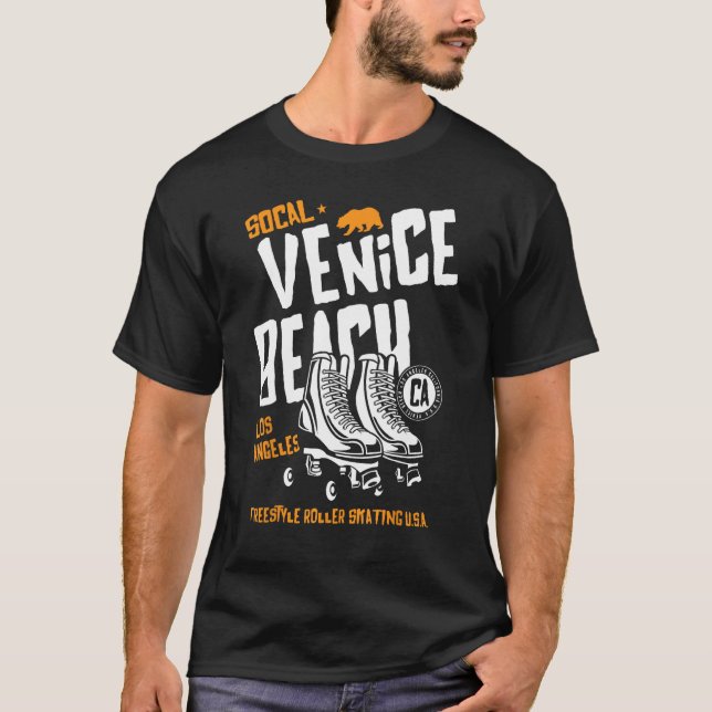 Venice Beach California Retro Roller Skate 6 T-Shirt (Front)