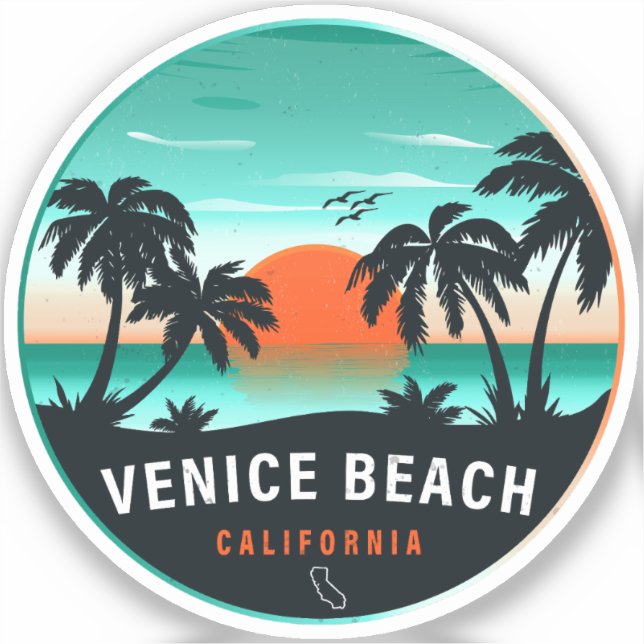 Venice Beach California Retro Sunset Souvenirs 60s (Front)