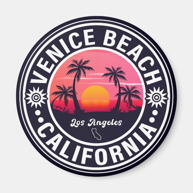 Venice Beach California Retro Sunset Souvenirs 60s Magnet (Front)