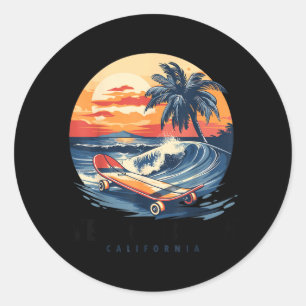 Venice Beach California Skateboard Skateboarder Classic Round Sticker