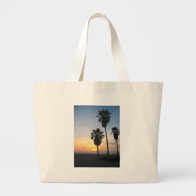 Venice Beach California Sunset Large Tote Bag (Front)