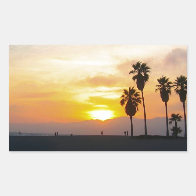 Venice Beach California Sunset Rectangular Sticker (Front)