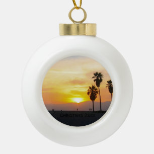 Venice Beach California Sunset Souvenir Ceramic Ball Christmas Ornament