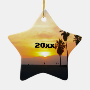 Venice Beach California Sunset Souvenir Ceramic Tree Decoration