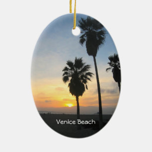 Venice Beach California Sunset Souvenir Ceramic Tree Decoration