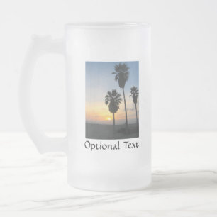 Venice Beach California Sunset Souvenir Frosted Glass Beer Mug