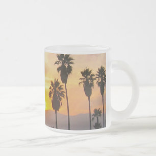 Venice Beach California Sunset Souvenir Frosted Glass Coffee Mug