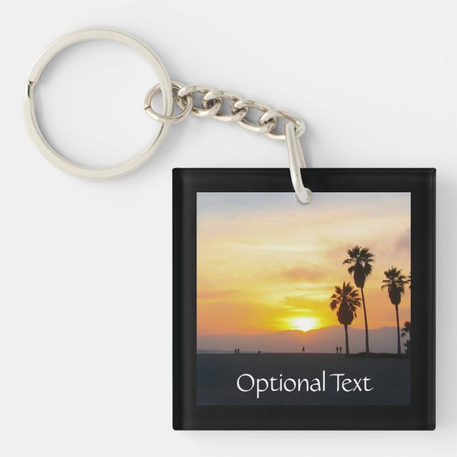 Venice Beach California Sunset Souvenir Keychain (Front)