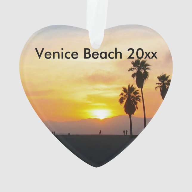 Venice Beach California Sunset Souvenir Ornament (Back)