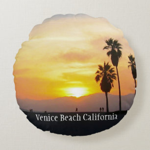 Venice Beach California Sunset Souvenir Round Pill Cushion