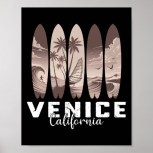 Venice Beach California Surfboard Men Women Surfin Poster