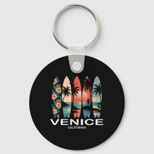 Venice Beach California Surfboard Surfing Retro _1 Key Ring