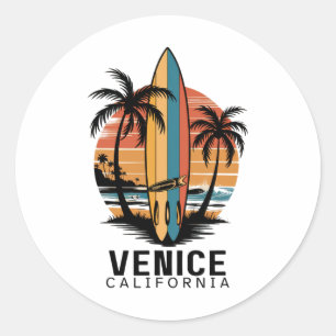 Venice Beach California Surfing Surfer Classic Round Sticker
