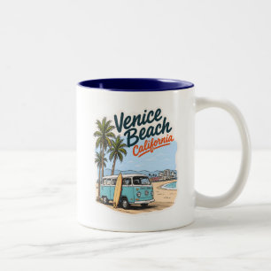Venice Beach California Surfing  Two-Tone Coffee Mug