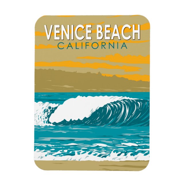 Venice Beach California Travel Art Vintage Magnet (Vertical)