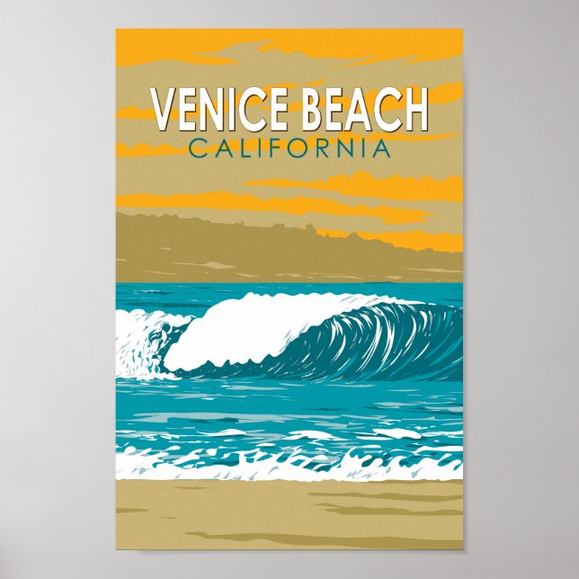 Venice Beach California Travel Art Vintage Poster (Front)