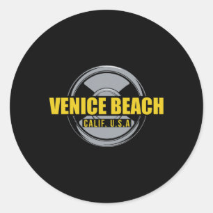 Venice Beach California Usa Gym Bodybuilding Worko Classic Round Sticker