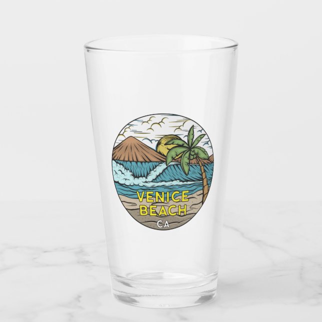 Venice Beach California Vintage Glass (Front)