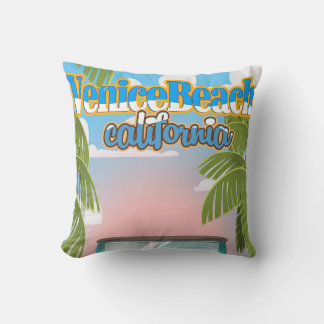 Venice Beach california vintage poster. Cushion