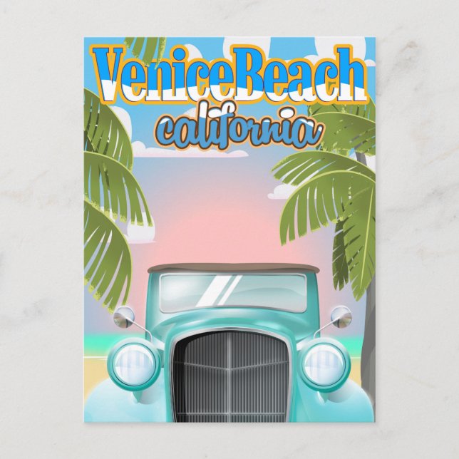 Venice Beach california vintage poster. Postcard (Front)