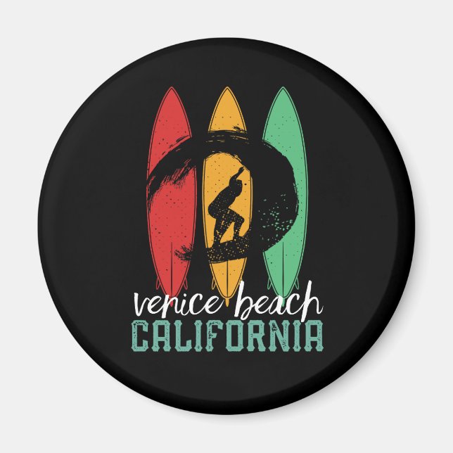 Venice Beach California Vintage Retro Surfing Magnet (Front)