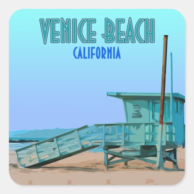 Venice Beach California Vintage Square Sticker (Front)