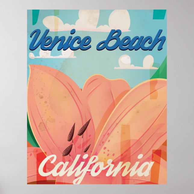 Venice Beach California Vintage Travel Poster (Front)