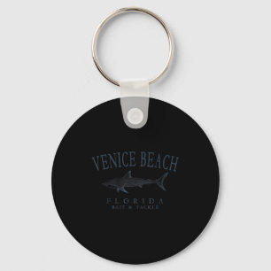 Venice beach florida shark retro slate art fishing key ring