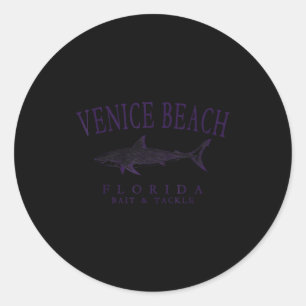 Venice beach florida shark vintage plum art classic round sticker