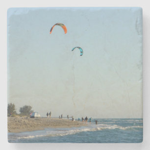 Venice Beach Kite Surfers Stone Coaster