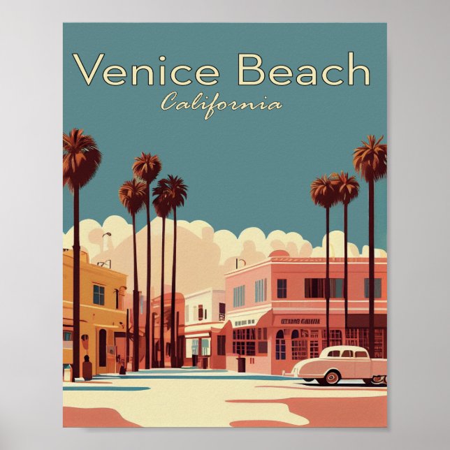 Venice Beach Minimal Vintage Travel Poster (Front)